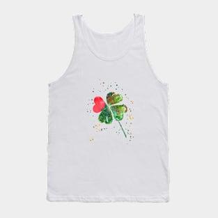 Heart with four-leaf clovers Tank Top